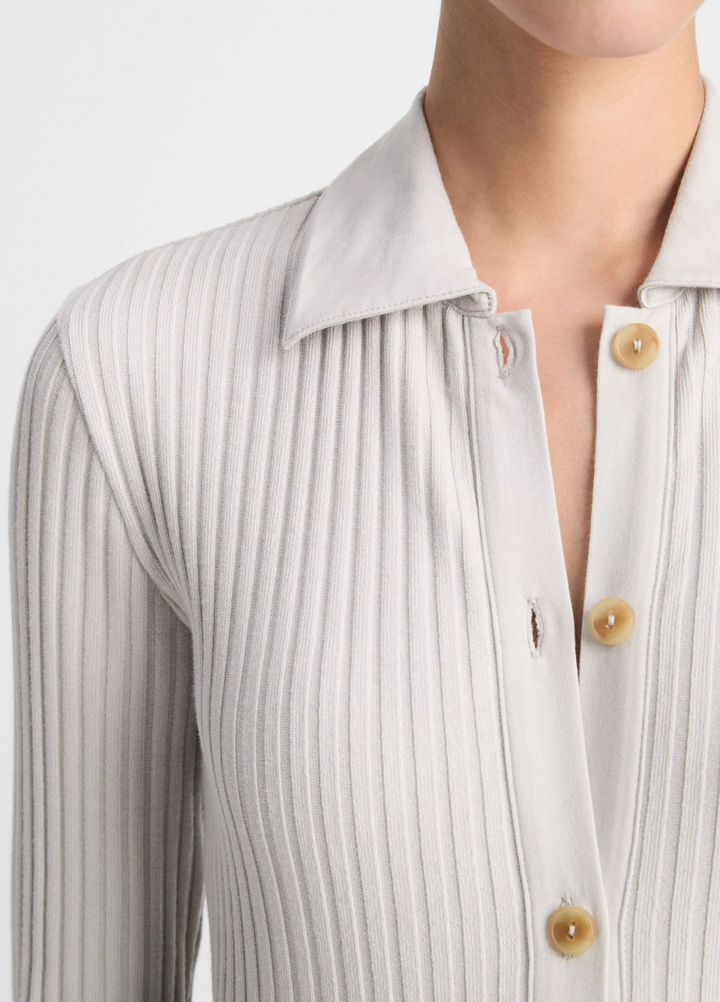 Vince Ribbed Polo Button Front Sweater MSRP $195
