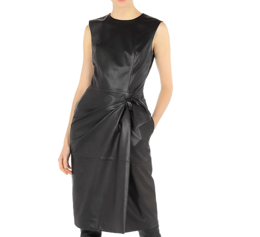 Alberta Ferretti Leather Sheath Dress MSRP $2040 Size 40/US6 # 1B 2272 New