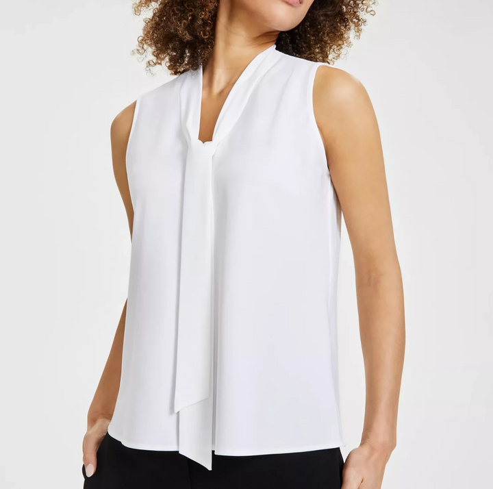 Kasper Women's Sleeveless Tie-Neck Top MSRP $49