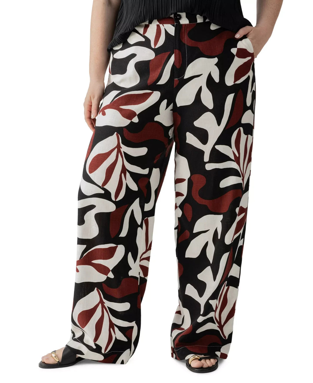 Sanctuary Women's The Soft Linen-Blend Printed High Rise Pants MSRP $129
