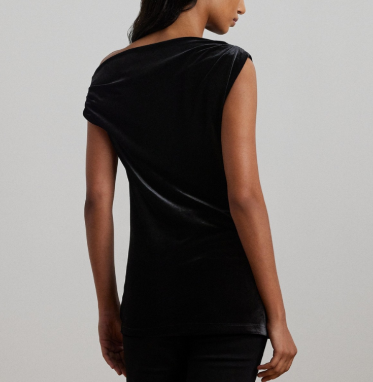 Lauren Ralph Lauren Stretch Velvet Off-the-Shoulder Blouse MSRP $125