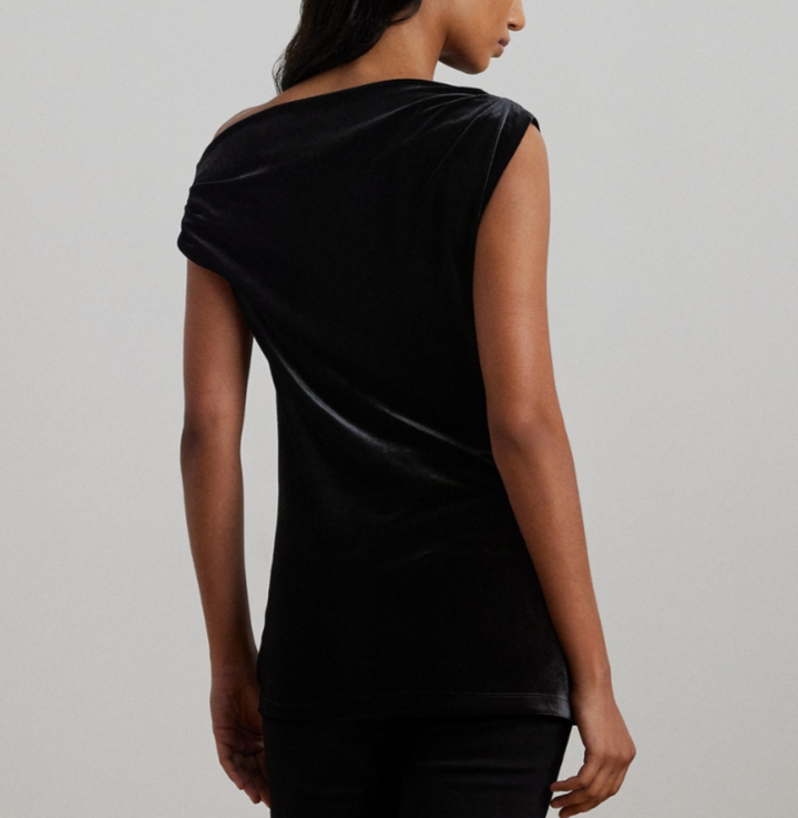 Lauren Ralph Lauren Stretch Velvet Off-the-Shoulder Blouse MSRP $125