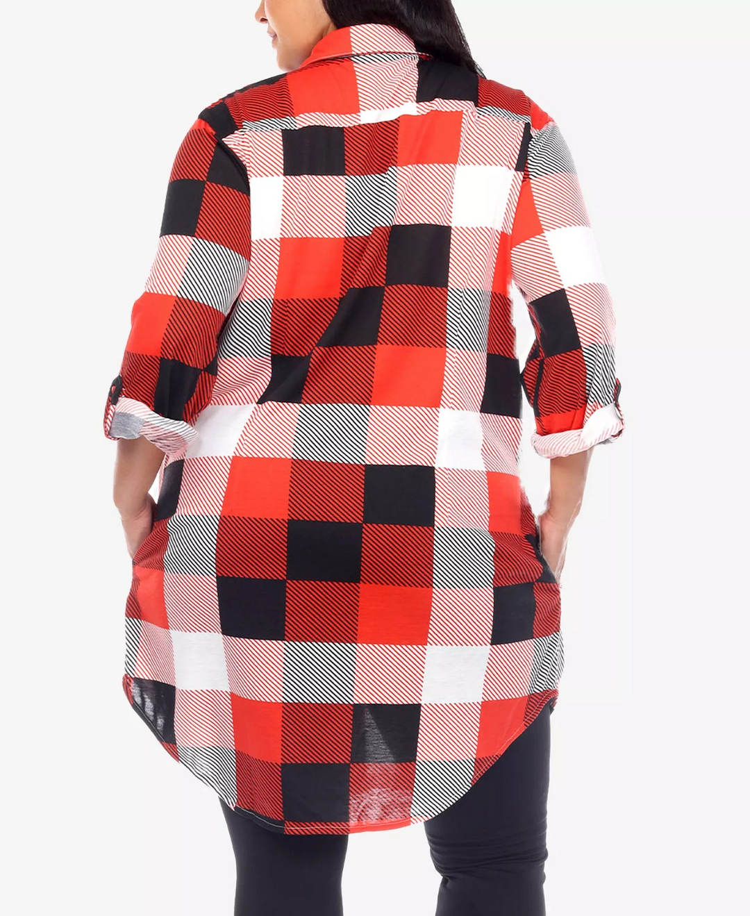 White Mark Plus Size Plaid Tunic Shirt MSRP $52