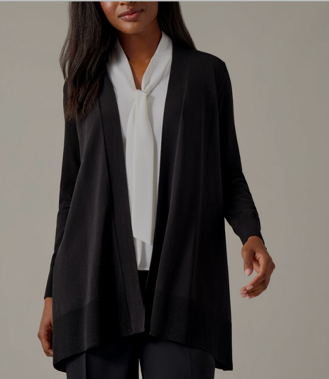 Kasper Asymmetrical-Hem Open-Front Cardigan MSRP $89