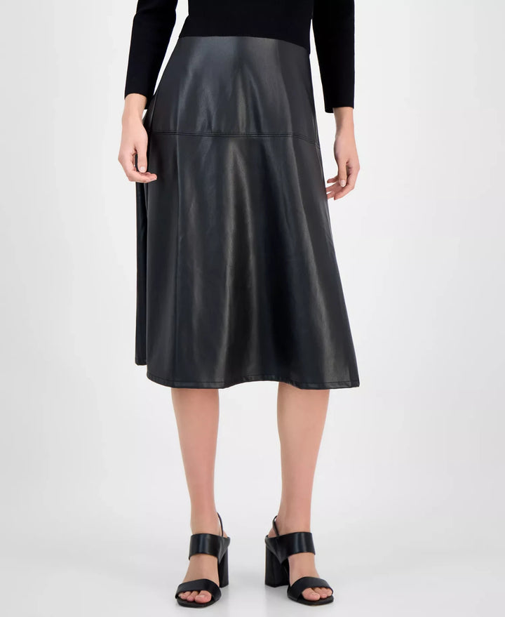 T Tahari Women's Mixed-Media Fit and Flare Dress MSRP $128