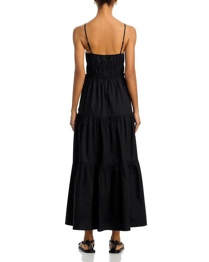 Moon River Shirred Cotton Poplin Midi Dress MSRP $114