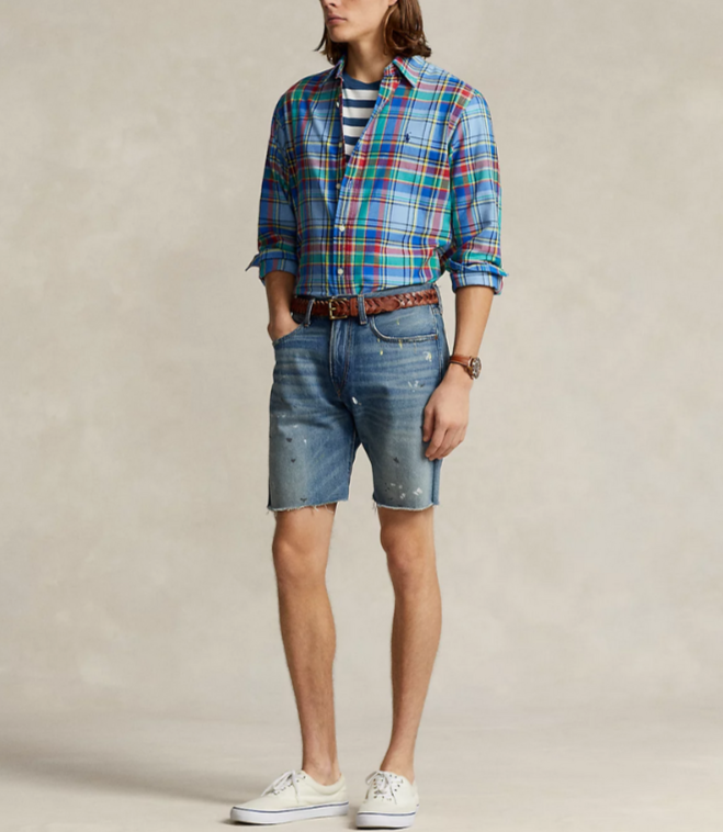 Polo Ralph Lauren Classic Fit Printed Long Sleeve Button Front Oxford Shirt $125