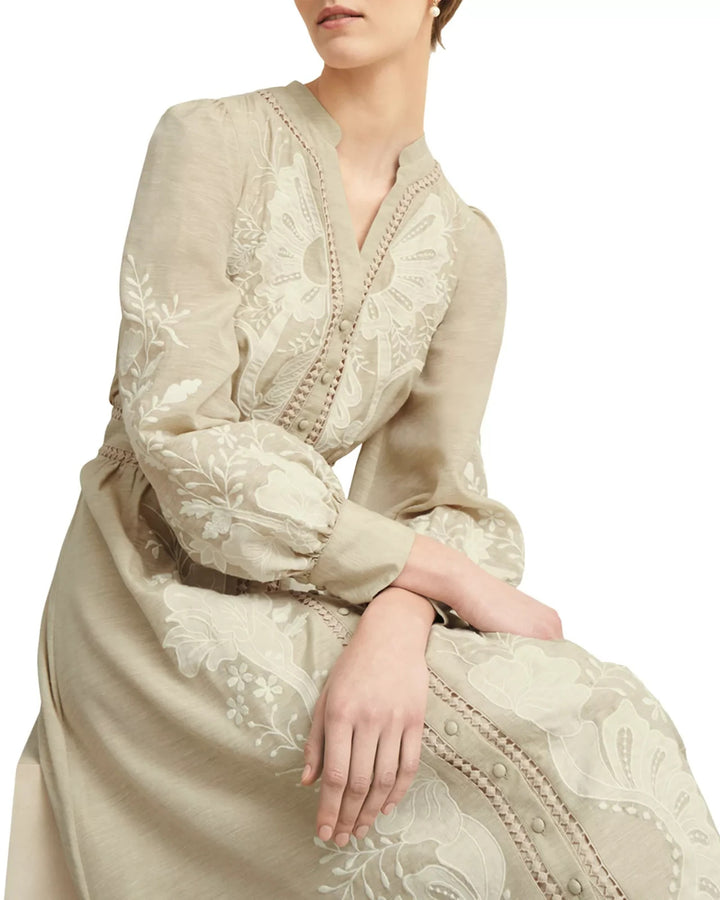 HOBBS LONDON Frida Button Front Lace Trim Dress MSRP $525