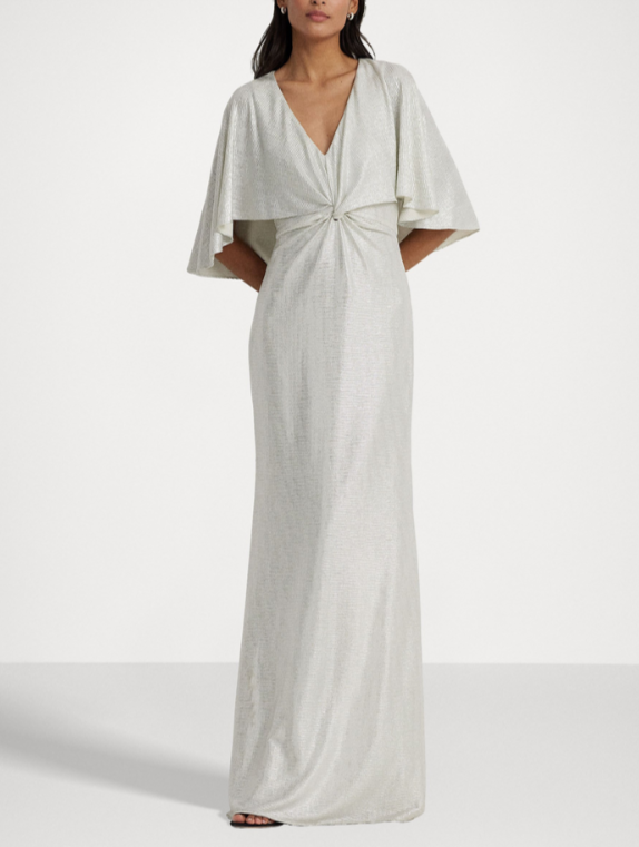 Lauren Ralph Lauren Twist-Front Cape-Overlay Gown MSRP $295