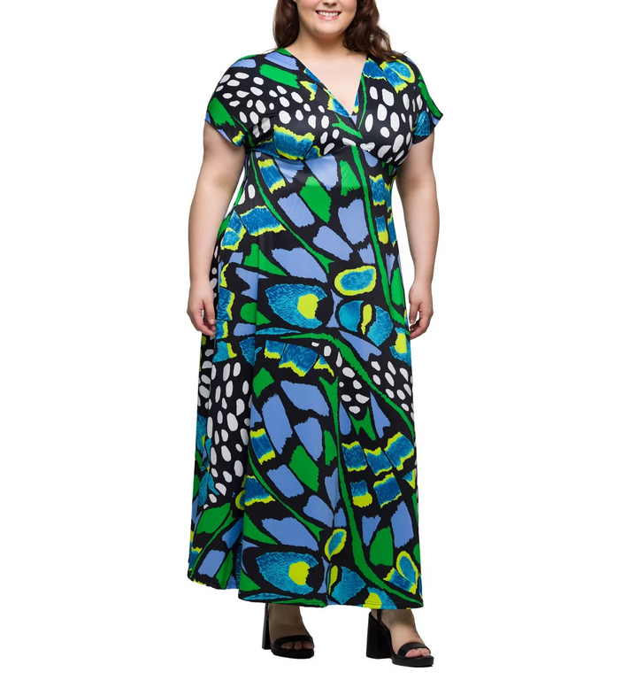 24seven Comfort Apparel Plus Size Empire Waist Maxi Dress MSRP $96.99