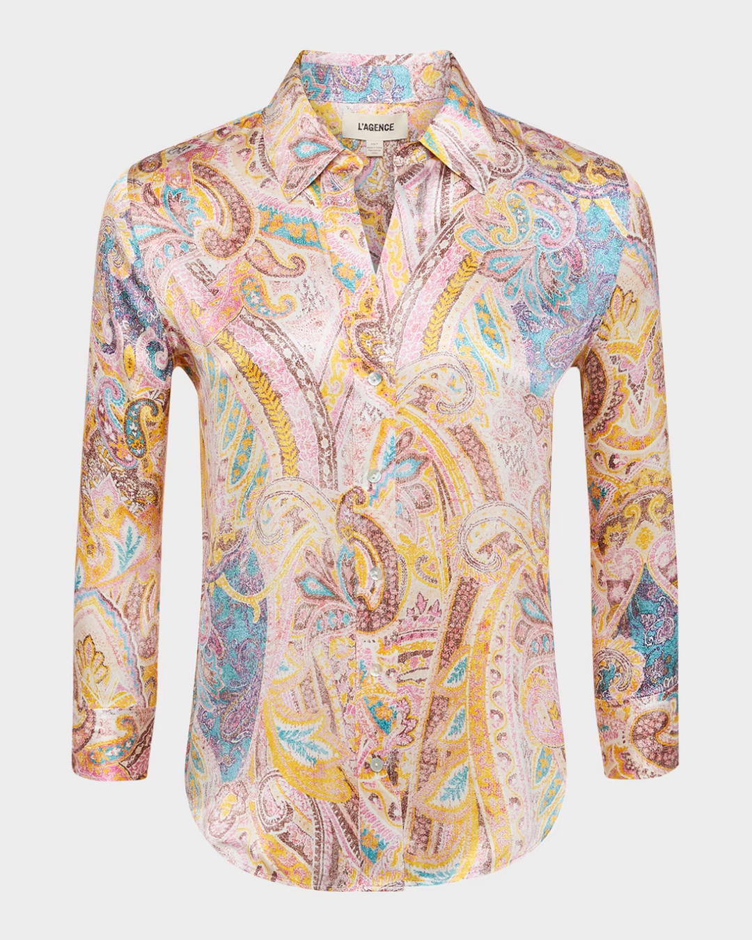 L'AGENCE Dani Button-Front Silk Blouse MSRP $345