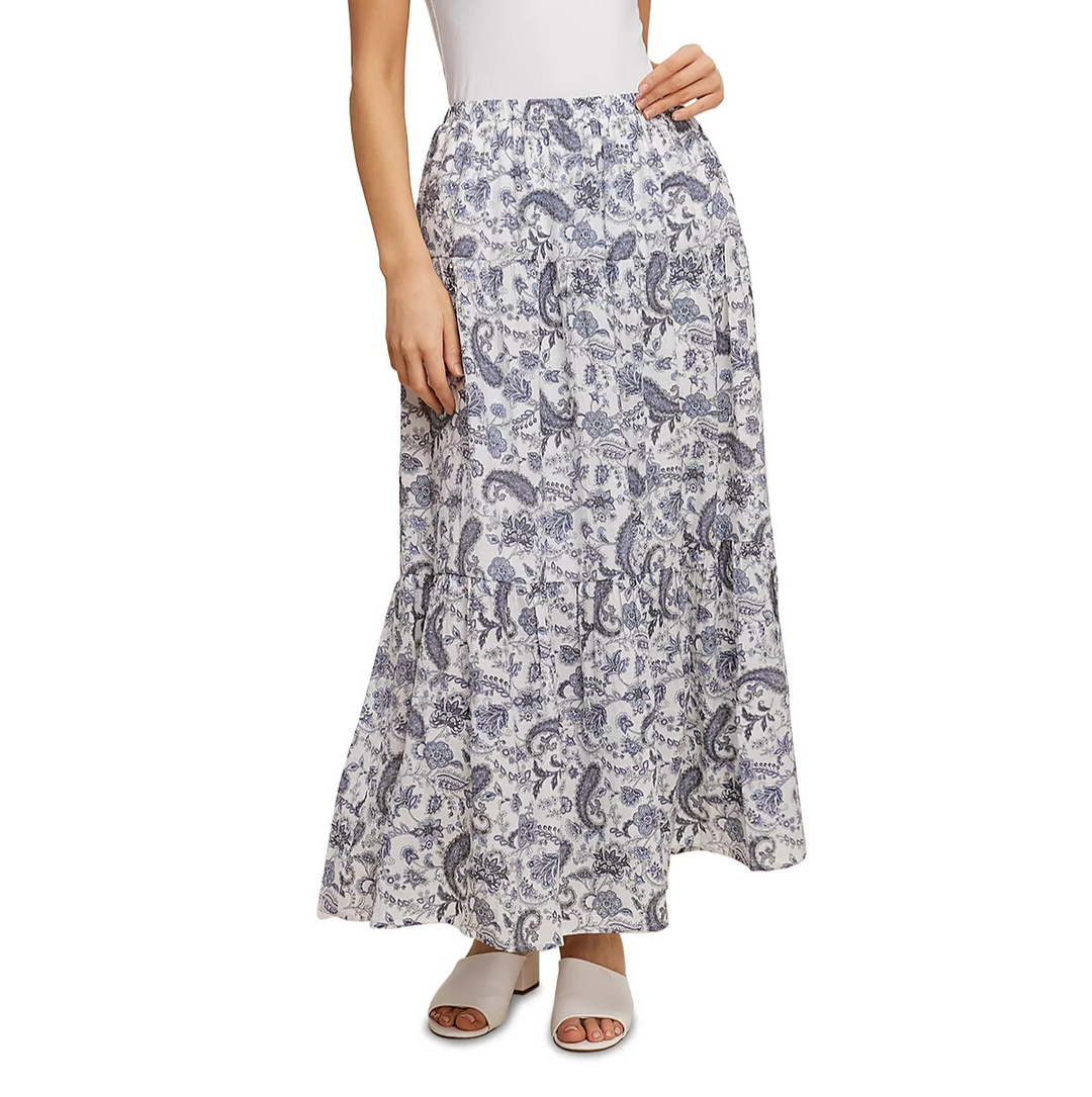 Single Thread Printed Tiered Maxi Skirt MSRP $68