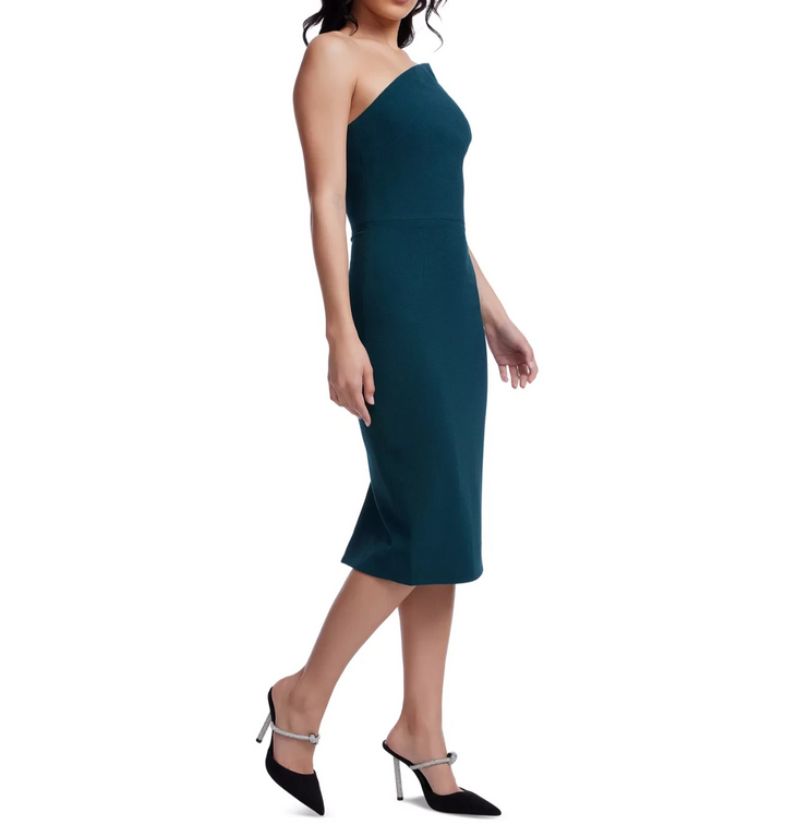 Dress the Population Milan Asymmetric-Neck Fitted Dress MSRP $188
