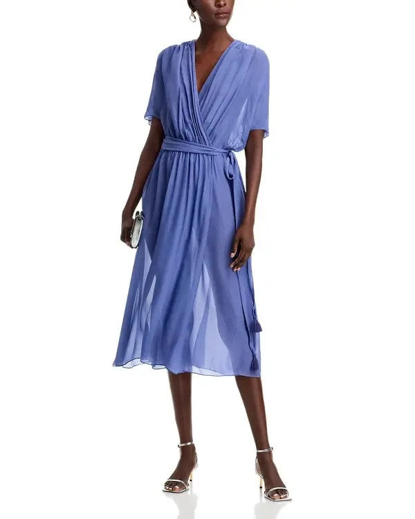 VANESSA BRUNO Edjie Belted Fit & Flare Dress MSRP $525