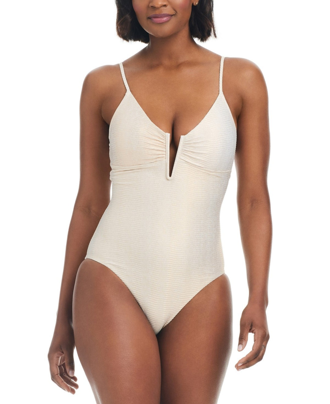 Bar III V-Wire Plunge-Neck One-Piece Swimsuit MSRP $94