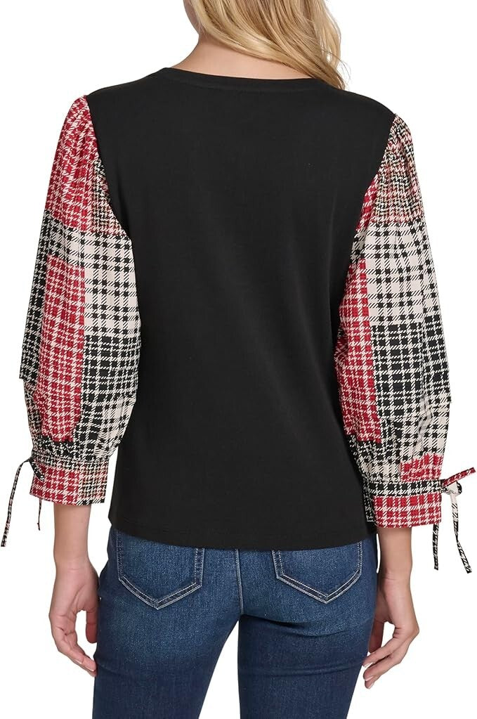 Nautica Women's Long Sleeve Henley Mixed Media Top Size XS