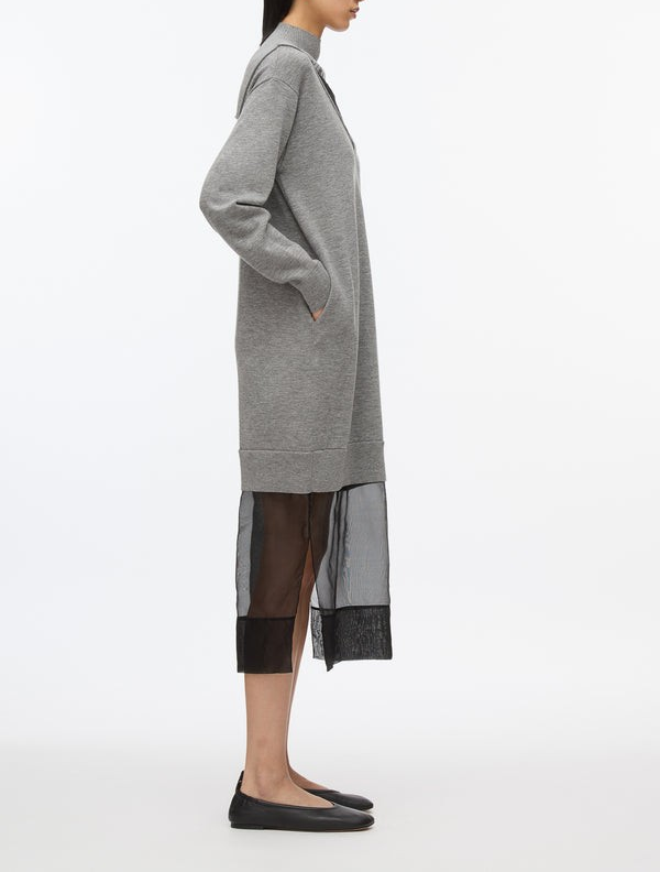 Phillip Lim Mockneck Knit Dress with Lace Inlay Medium Melange MSRP $750