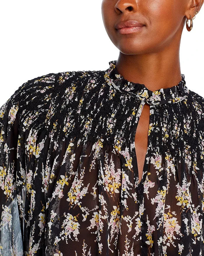 AQUA Smocked Long Sleeve Top MSRP $78