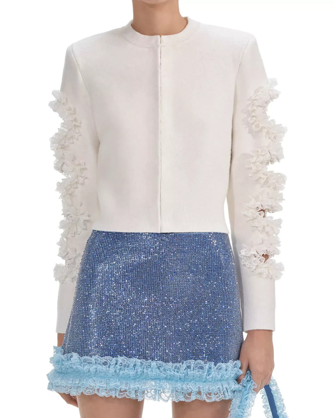 Self-Portrait x Christopher Kane Cut Out Lace Trim Cardigan MSRP $555