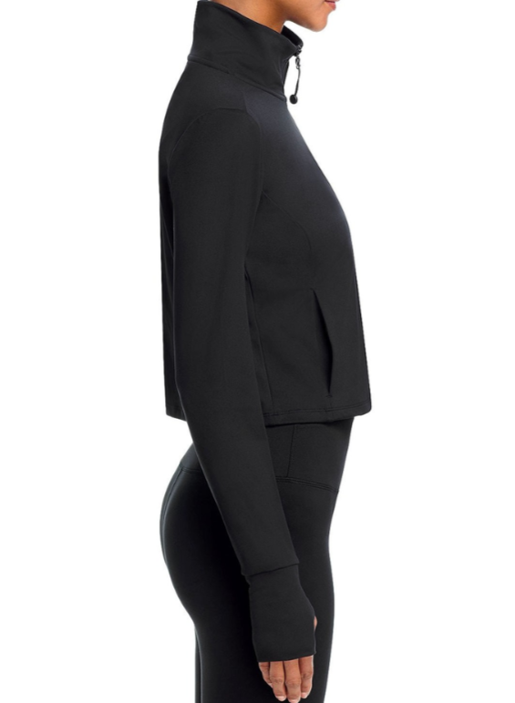 Aqua Cropped Full Zip Mock Neck Jacket MSRP $98
