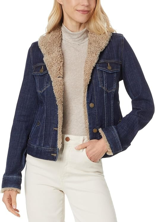 Liverpool Los Angeles Faux Fur Collar Trucker Jacket MSRP $129