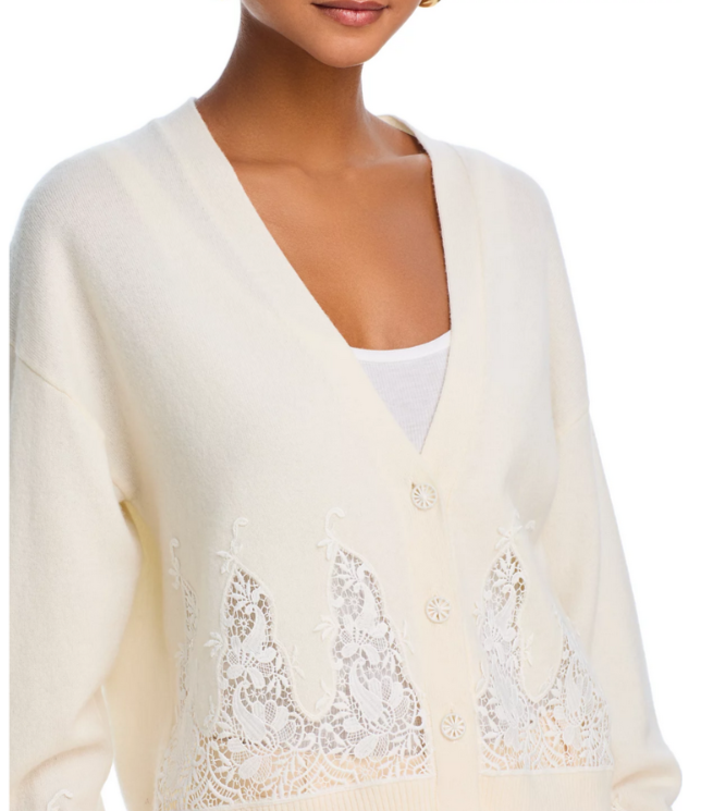 RHODE Marie Lace Embellished Cardigan MSRP $395