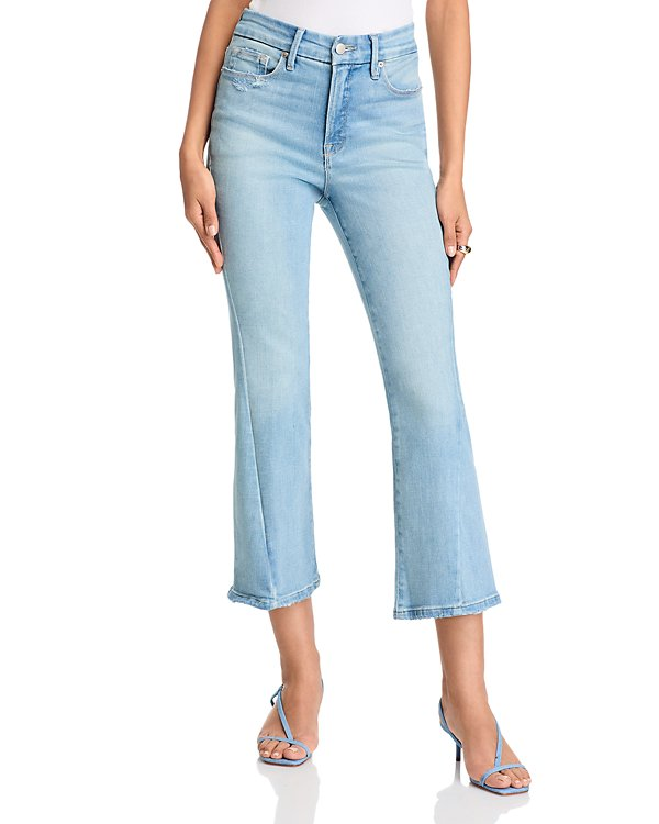 Good American Mid Rise Skinny Fit Cropped Mini Bootcut Jeans MSRP $179
