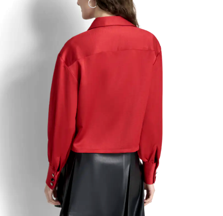 DKNY Collared V Neck Top MSRP $89