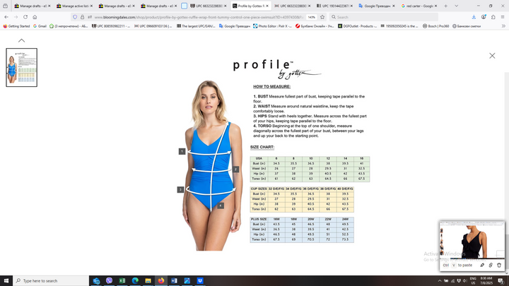 Profile by Gottex Ruffle Wrap Front Tummy Control One Piece Swimsuit MSRP $128