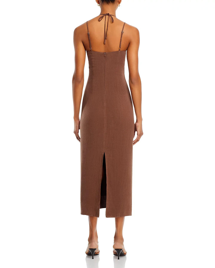 FORE Drawstring Tie Neck Cutout Dress MSRP $98