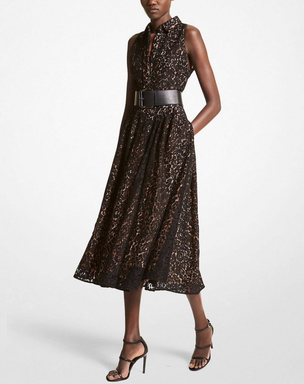MICHAEL KORS Collection Floral Lace Shirt Dress 10A 2804
