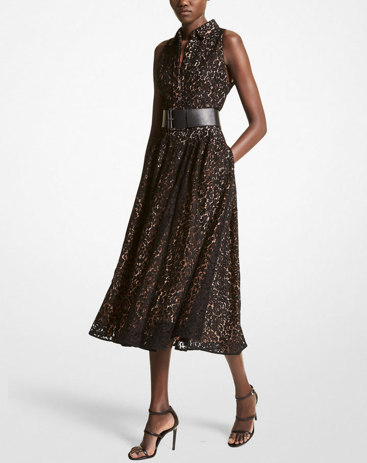 MICHAEL KORS Collection Floral Lace Shirt Dress 10A 2804