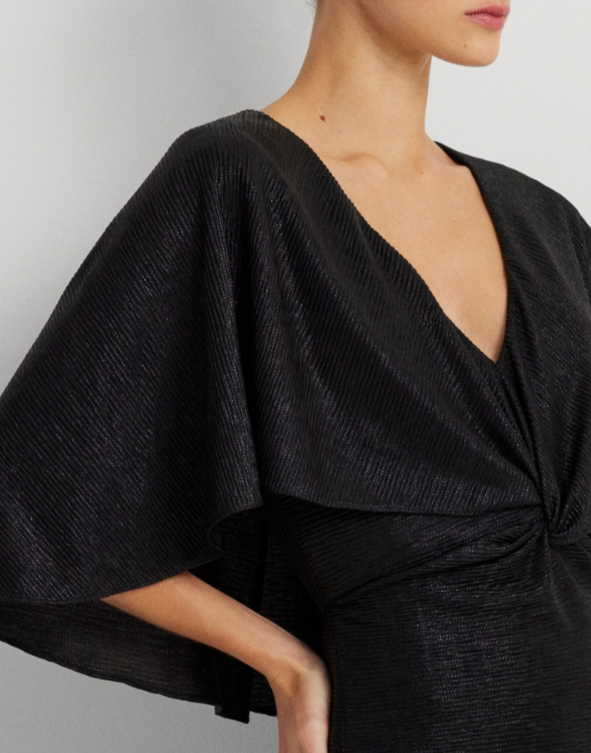 Lauren Ralph Lauren Twist-Front Cape-Overlay Gown MSRP $295