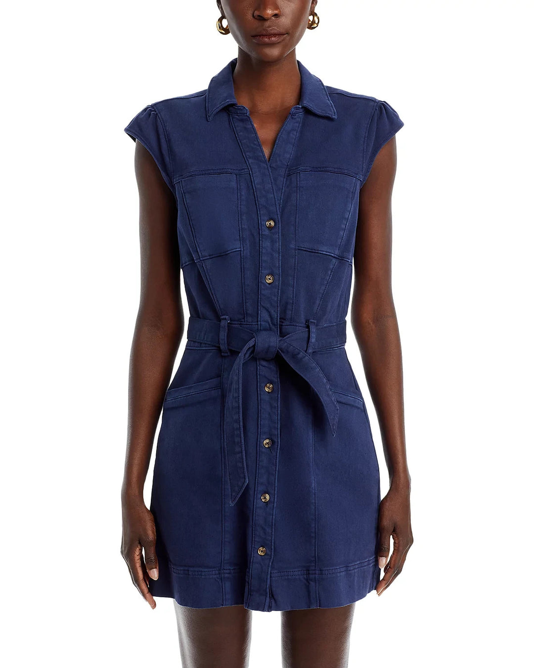 PAIGE Jaxsyn Belted Mini Shirt Dress MSRP $249