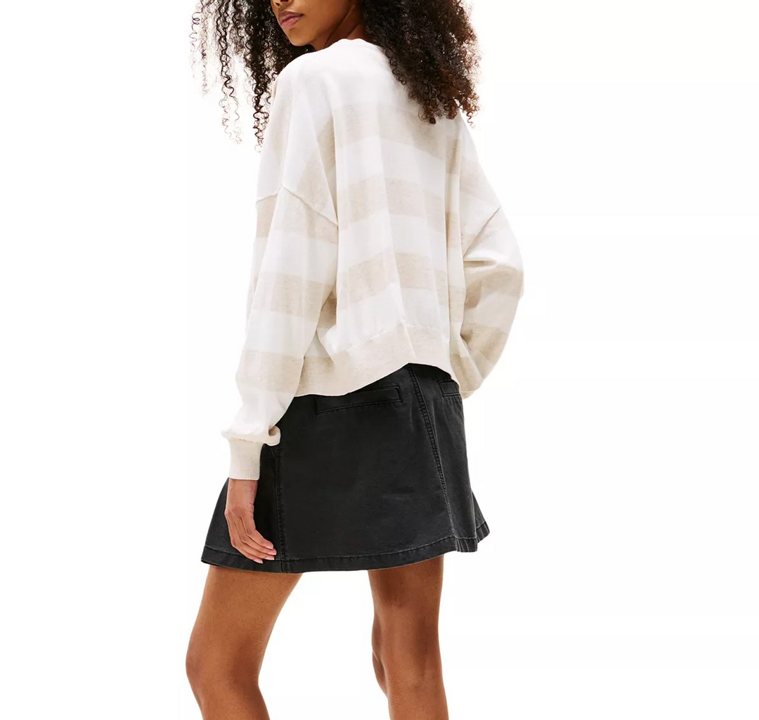 Tommy Jeans Women's Cotton Relaxed-Fit Striped Cardigan MSRP $79