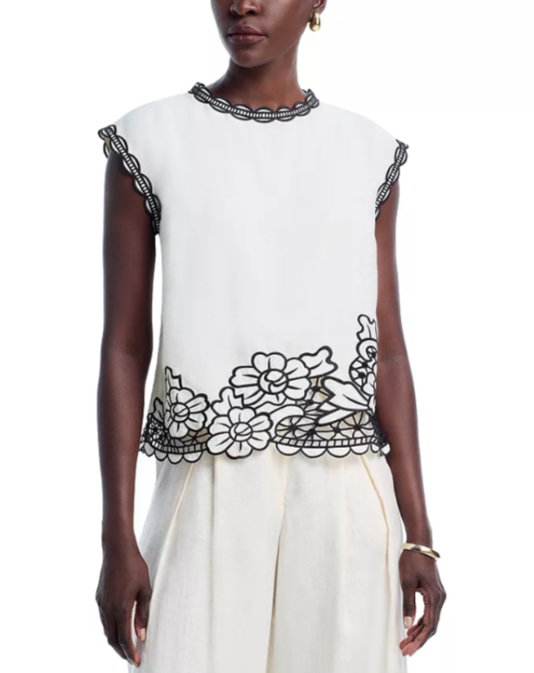 Elie Tahari The Poppy Embroidered Top MSRP $295
