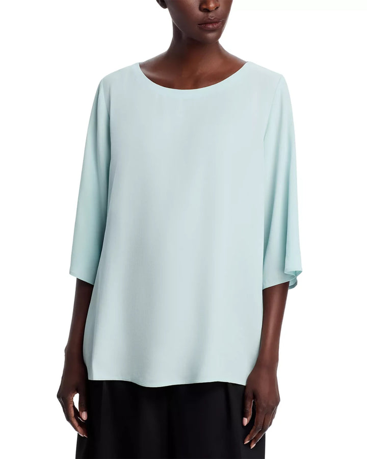 Eileen Fisher Silk Ballet Neck Top MSRP $268