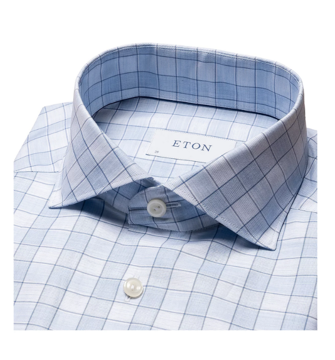 Eton Contemporary Fit Mélange Plaid Shirt MSRP $280