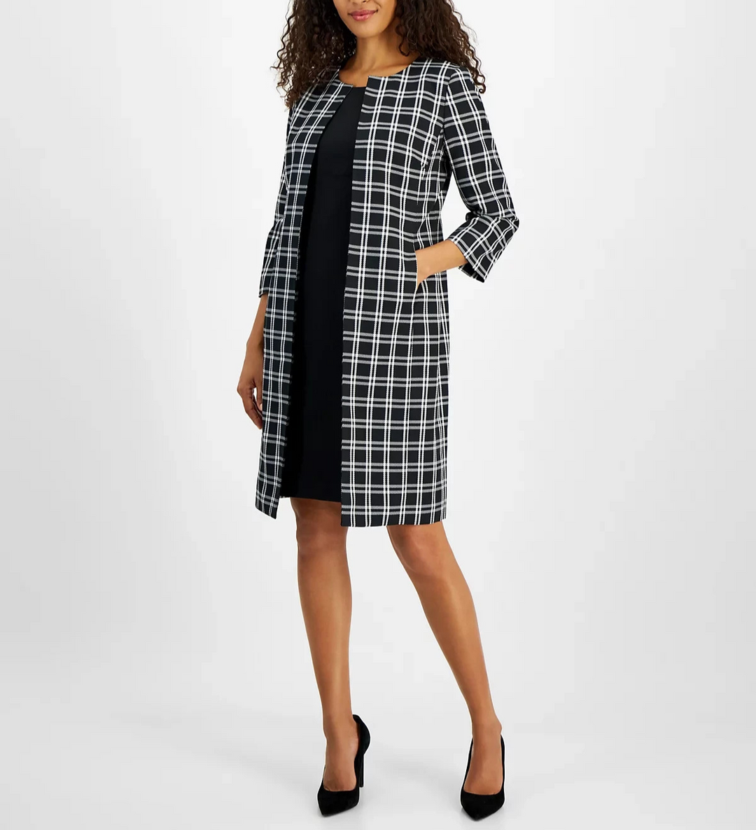 Le Suit 3/4-Sleeve Topper Jacket & Sheath Dress Suit MSRP $300