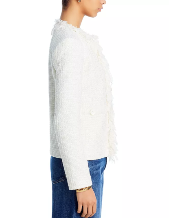 Derek Lam 10 Crosby Garcia Fringe Tweed Open Jacket MSRP $650