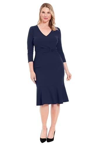 London Times Twist-Front Midi Dress MSRP $99