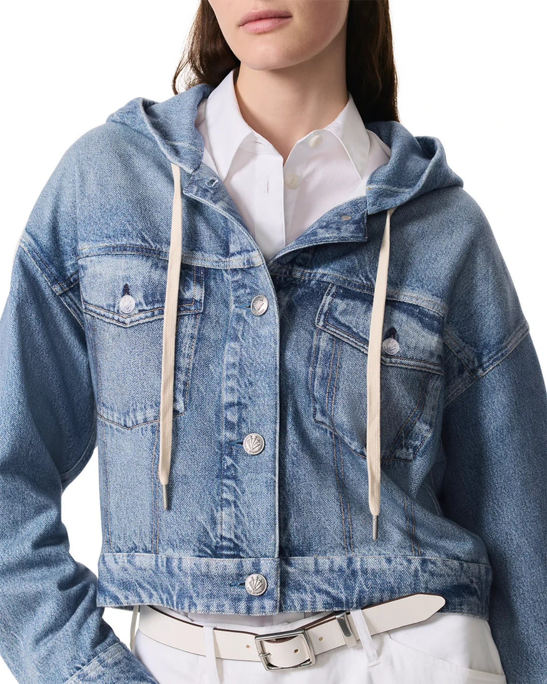 Rag & Bone Miramar Terry Hooded Trucker Jacket MSRP $298
