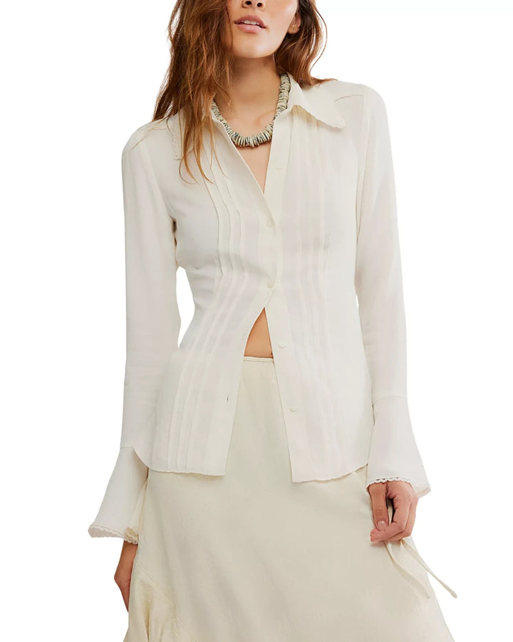 Free People Melrose Lace Trim Blouse MSRP $128