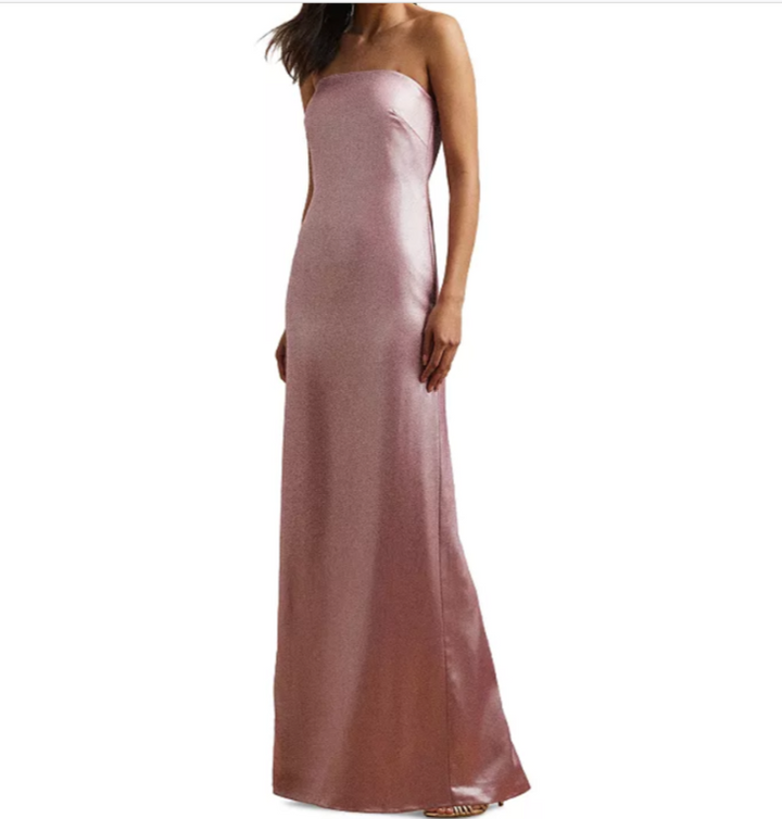 Lauren Ralph Lauren Foiled Charmeuse Strapless Gown MSRP $345