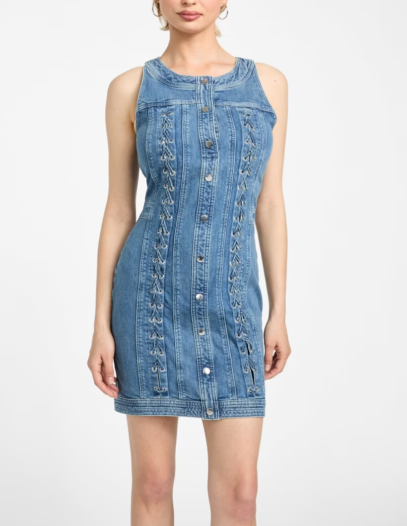 GUESS Lisbeth MIDI Denim Dress MSRP $188