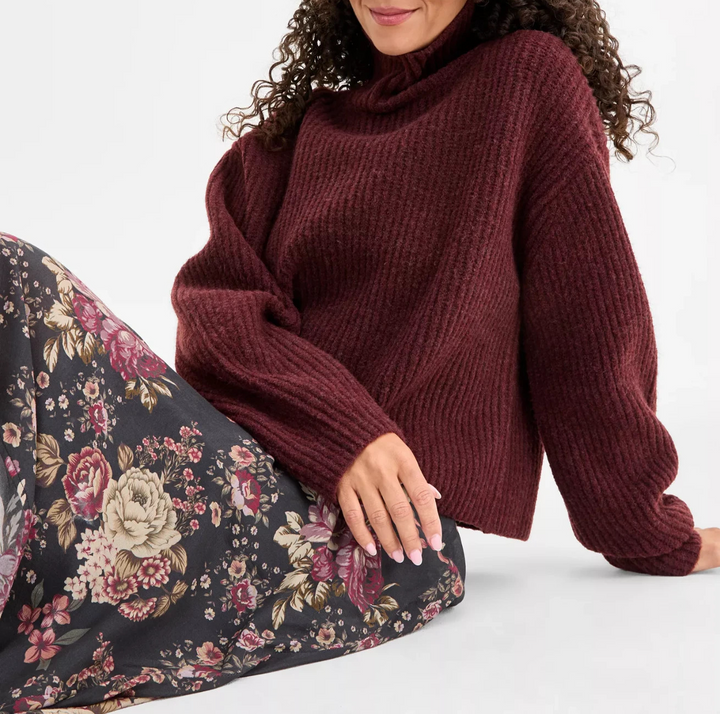 Lucky Brand Women's Ribbed Mock-Neck Sweater MSRP $99