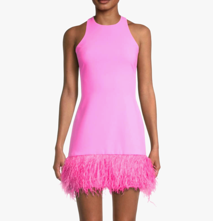 LIKELY Cami Feather Trim Dress MSRP $328