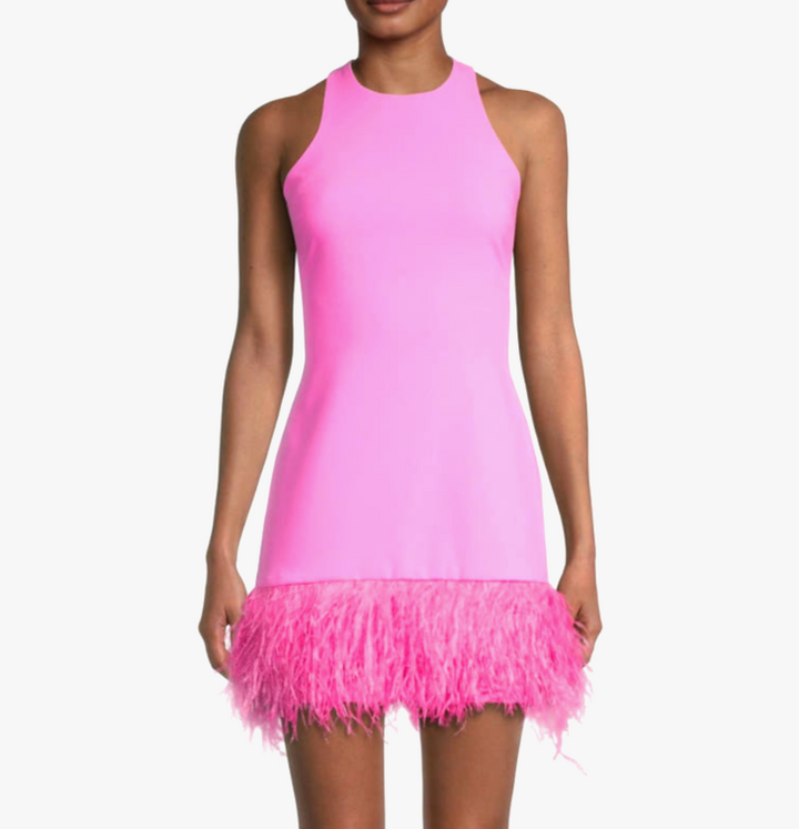 LIKELY Cami Feather Trim Dress MSRP $328