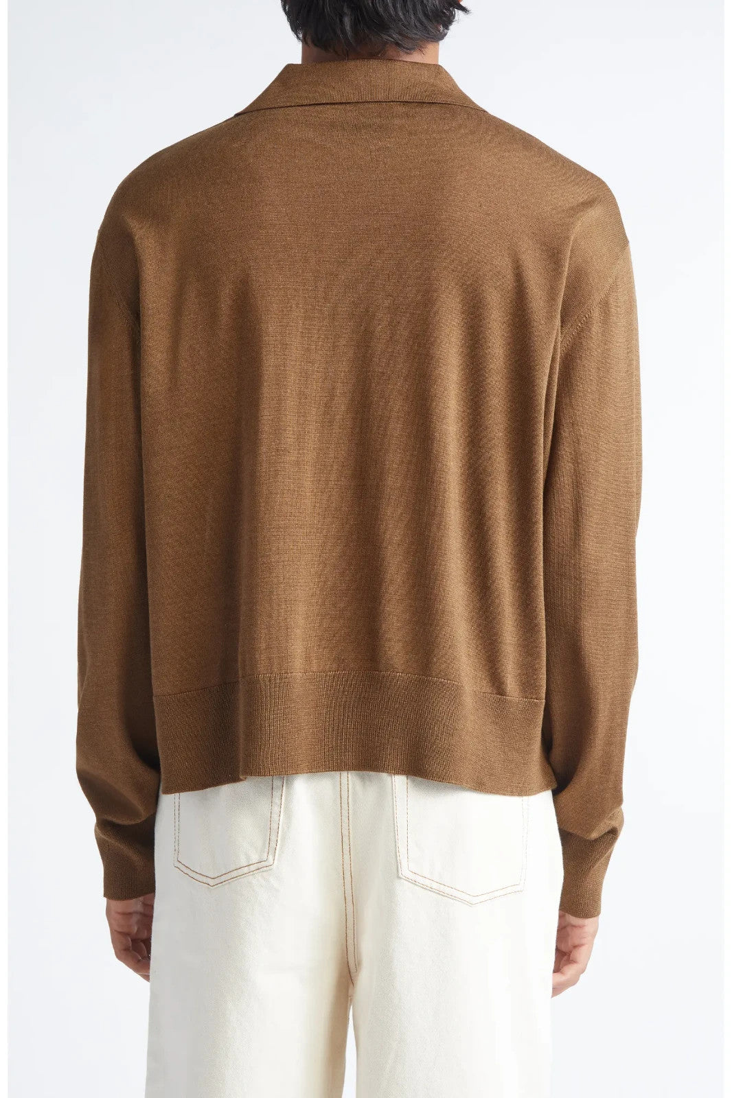 AMI Ami De Coeur Regular Fit Long Sleeve Wool Silk Blend Polo Sweater MSRP $550
