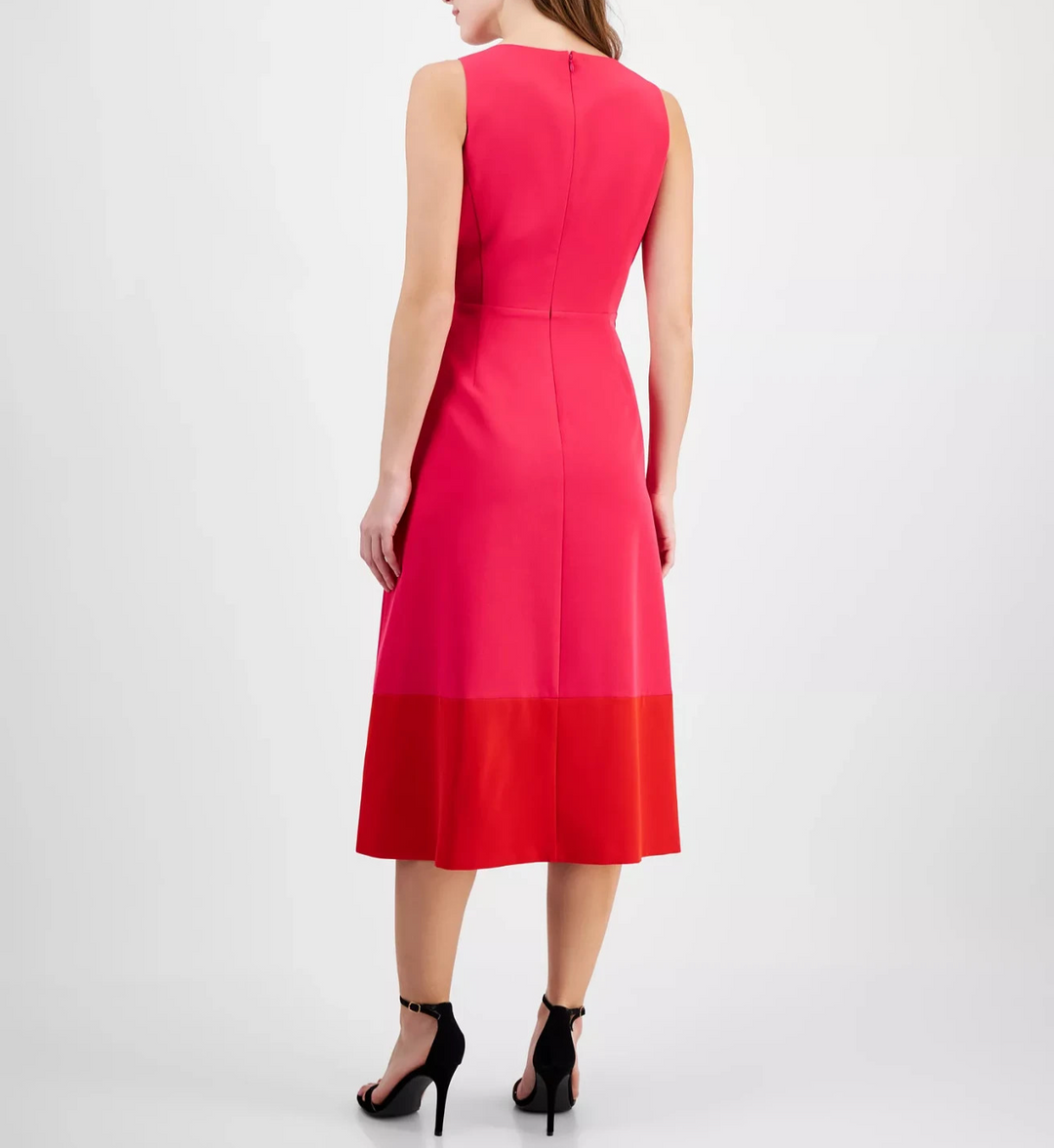 Anne Klein Women's Colorblocked Midi Dress MSRP $139